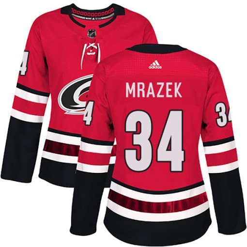 Petr Mrazek Women's Adidas Carolina Hurricanes Authentic Red Home Jersey